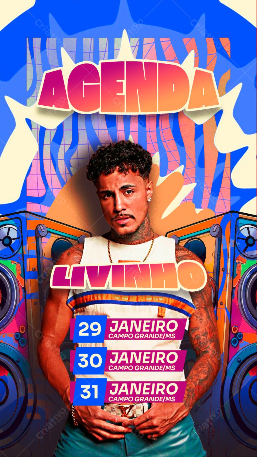 Story Instagram Agenda Show Livinho Janeiro PSD Editável
