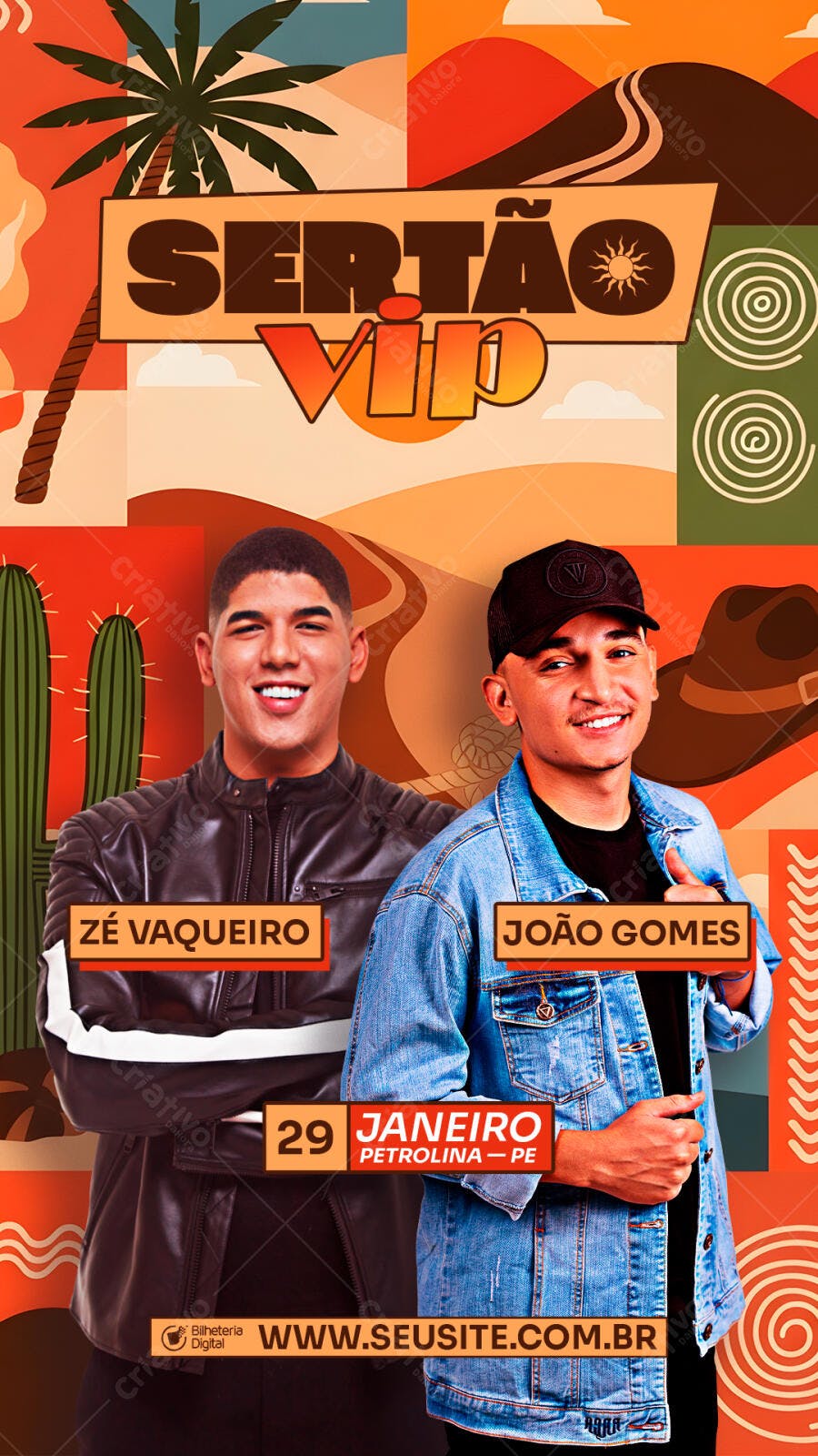 Flyer Sertão VIP Zé Vaqueiro João Gomes Janeiro PSD Editável
