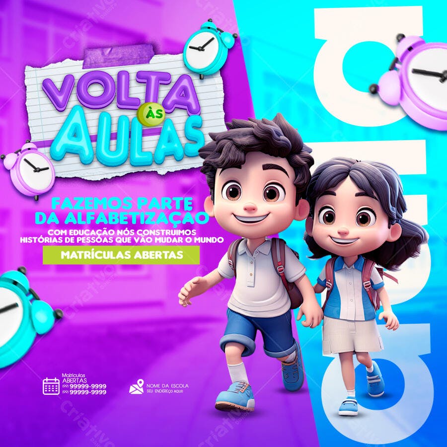 Post Instagram Volta às Aulas Educação PSD Editável