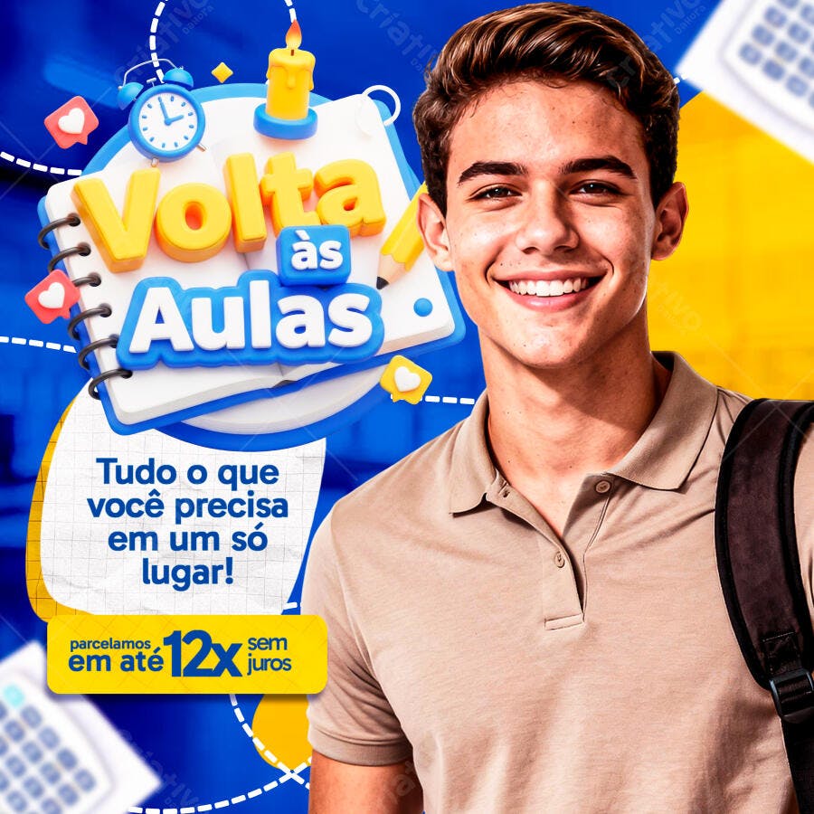 Post Instagram Volta às Aulas PSD Editável