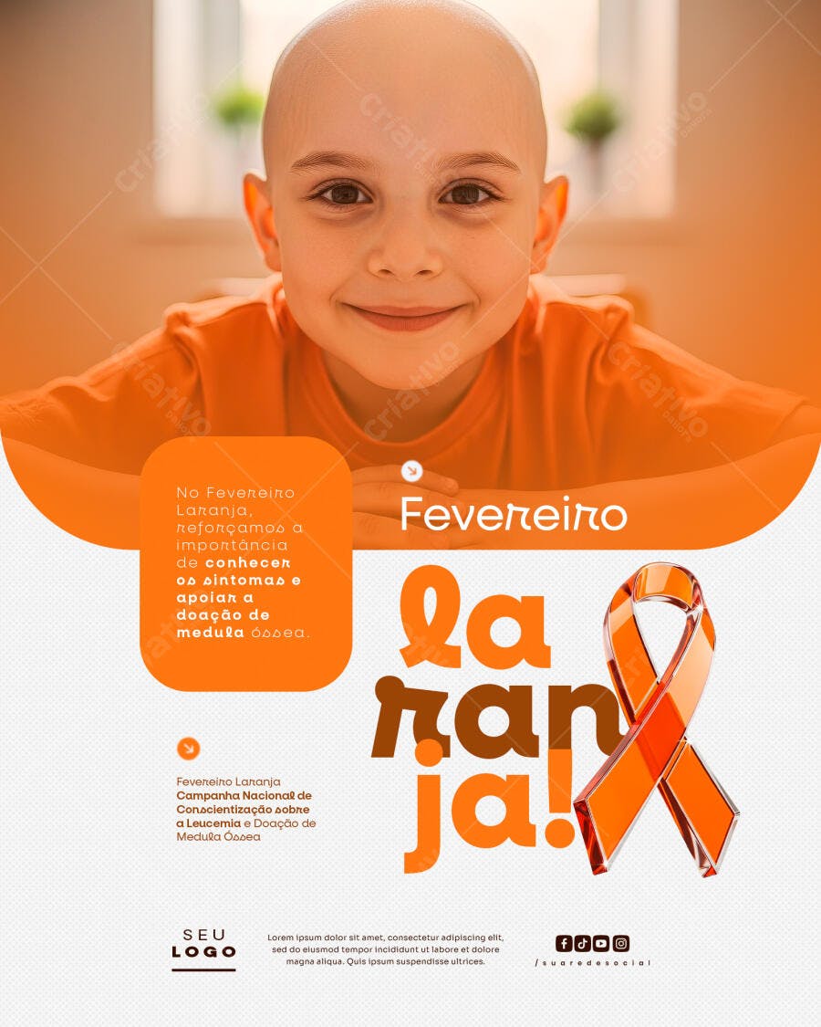 Post Instagram Fevereiro Laranja Conscientização PSD Editável