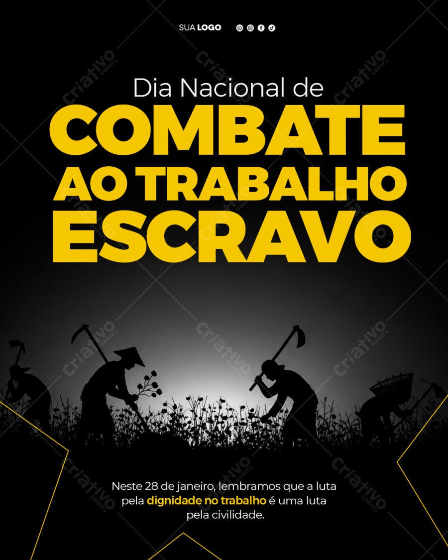 Post Dia Nacional Combate Trabalho Escravo Janeiro PSD Editável
