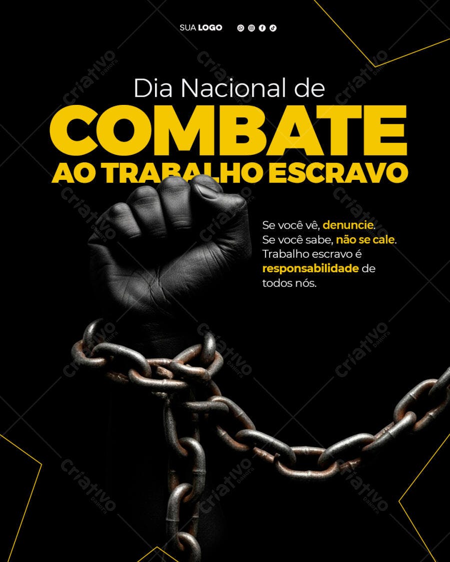Post Dia Nacional Combate Trabalho Escravo PSD Editável