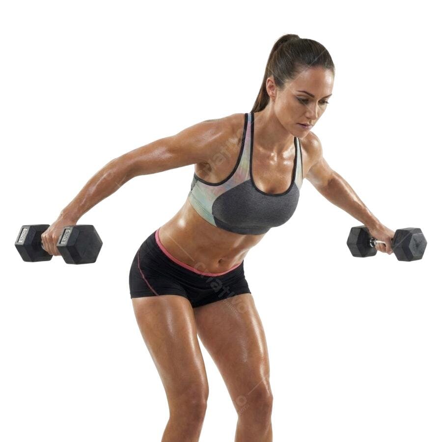 Foto Recortada Mulher Malhando Halteres Fitness PNG Fundo Transparente