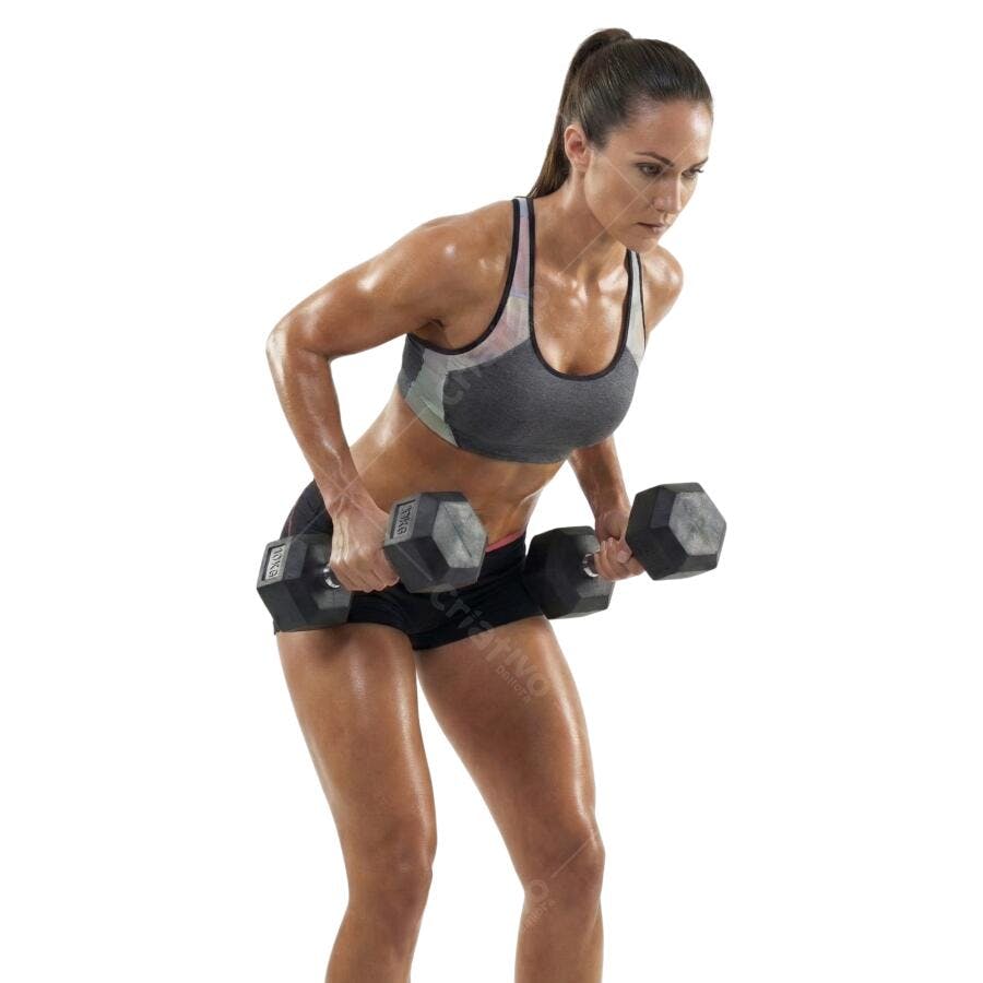 Foto Recortada Mulher Treinando Halteres Academia PNG Fundo Transparente