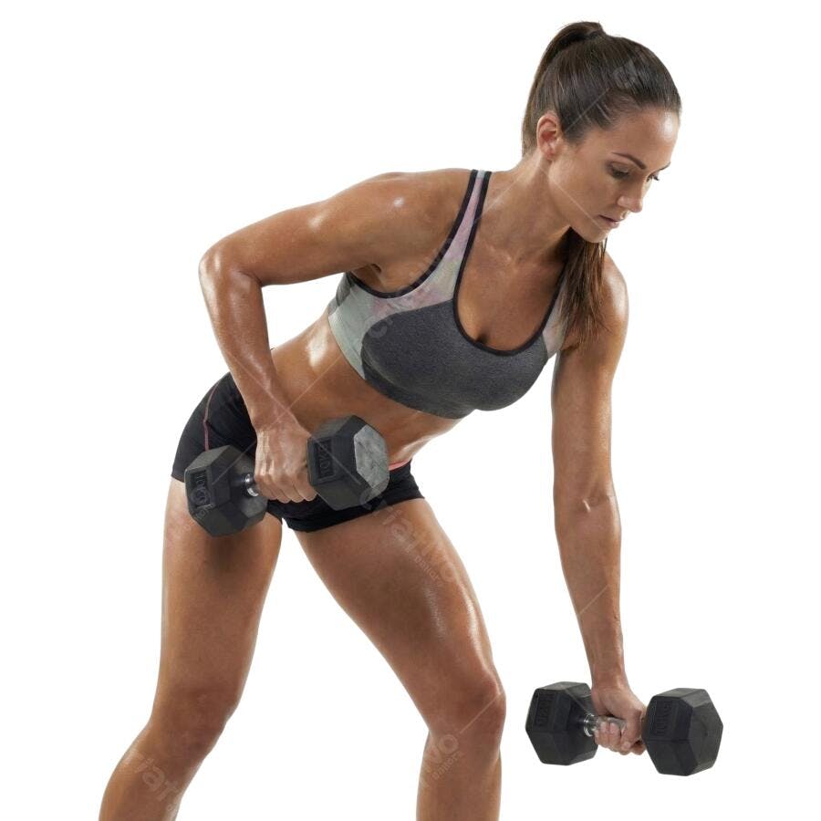 Foto Recortada Mulher Treinando Halteres Academia PNG Fundo Transparente