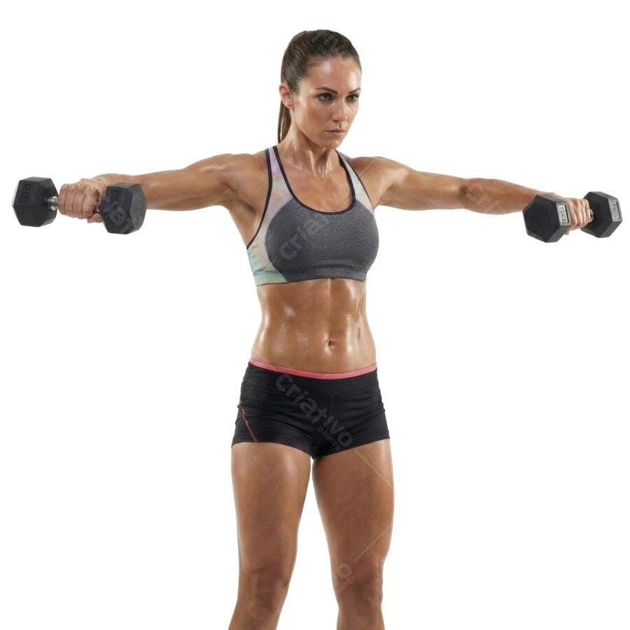 Foto Recortada Mulher Fitness Halteres Academia PNG Fundo Transparente