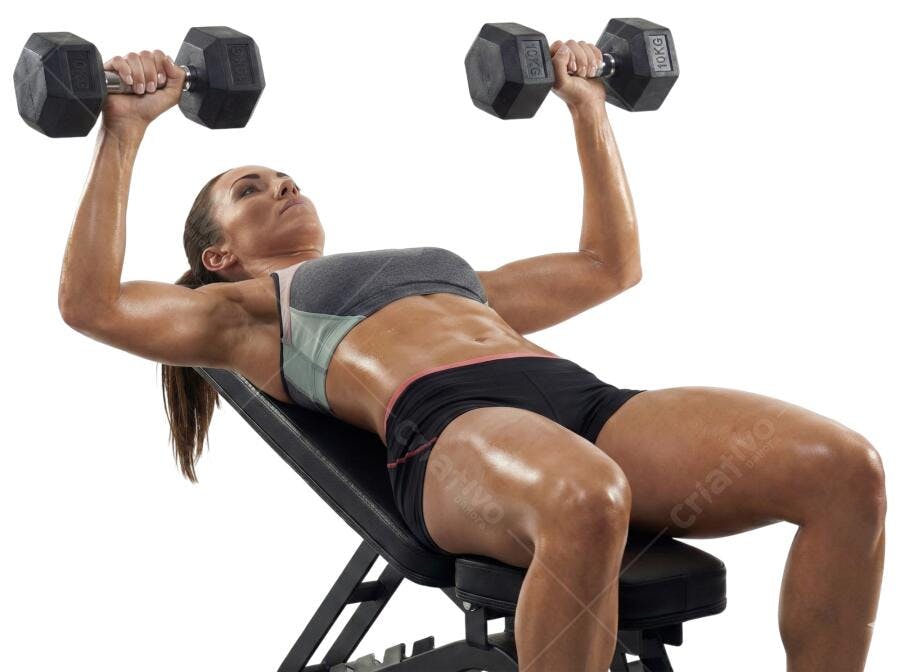 Foto Recortada Mulher Fitness Halteres Academia PNG Fundo Transparente