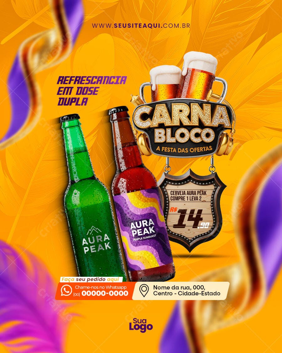 Post Instagram Carnaval Cerveja Promoção PSD Editável