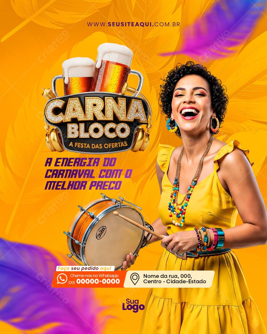 Post Instagram Carnaval CarnaBloco Ofertas PSD Editável