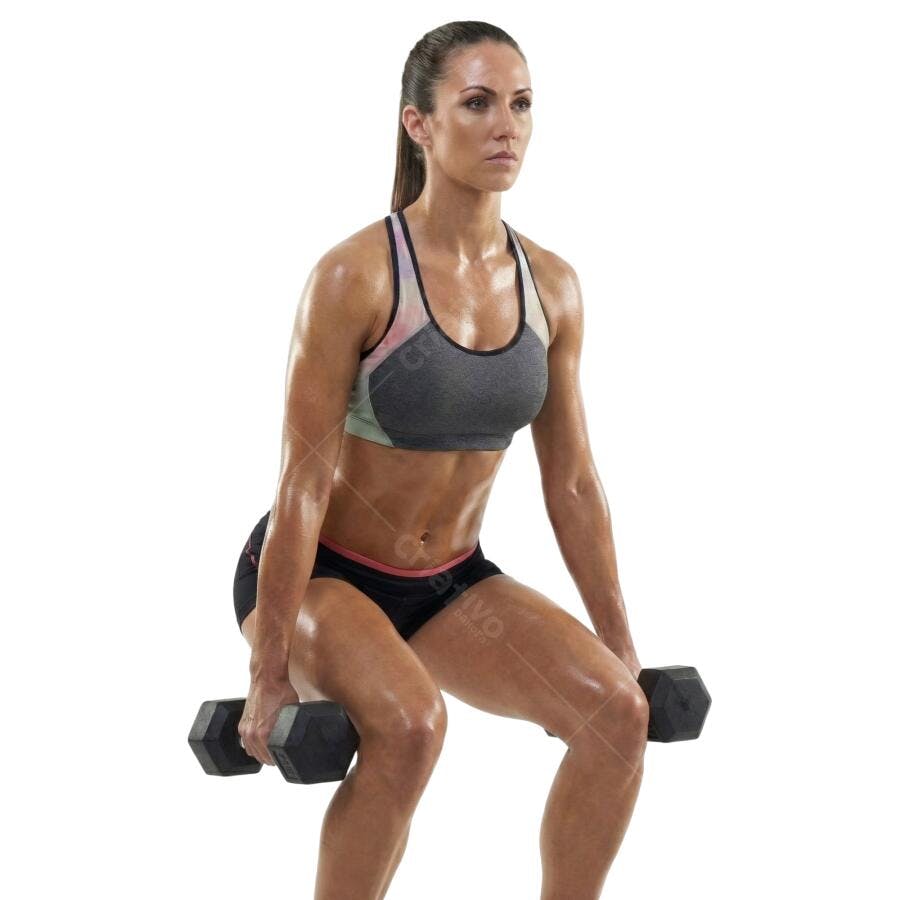 Foto Recortada Mulher Treinando Agachamento Halteres PNG Fundo Transparente
