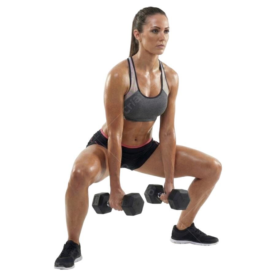 Foto Recortada Mulher Treinando Halteres Agachamento PNG Fundo Transparente