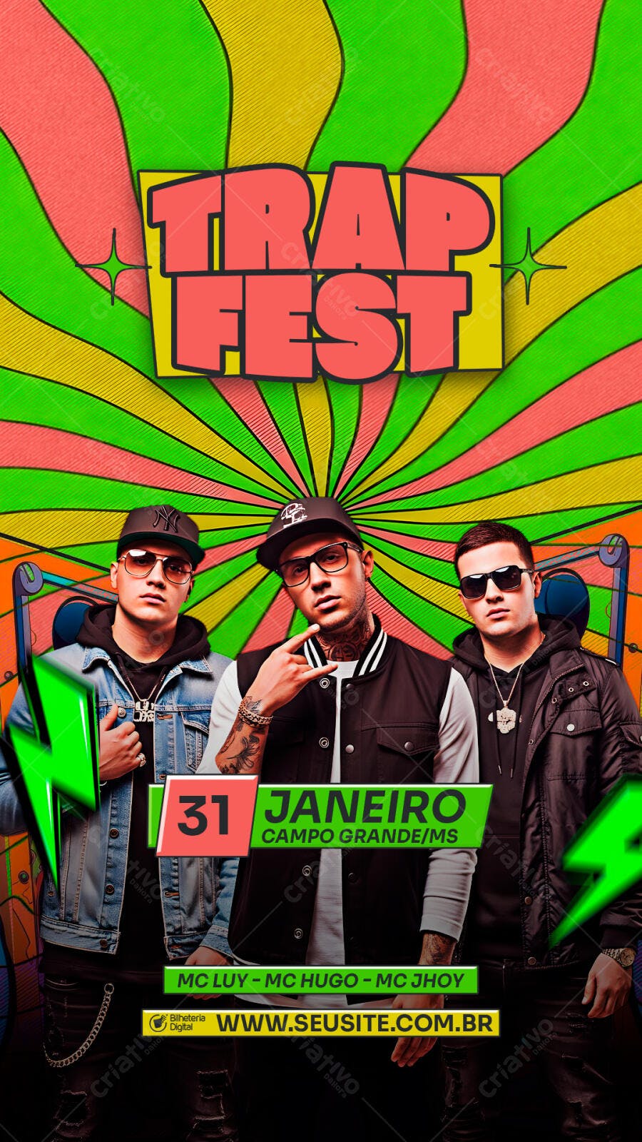 Flyer Trap Fest Janeiro Evento Musical PSD Editável
