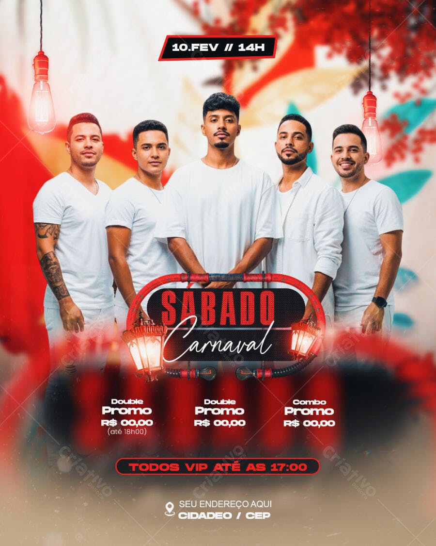 Flyer Carnaval Fevereiro Festa Balada PSD Editável