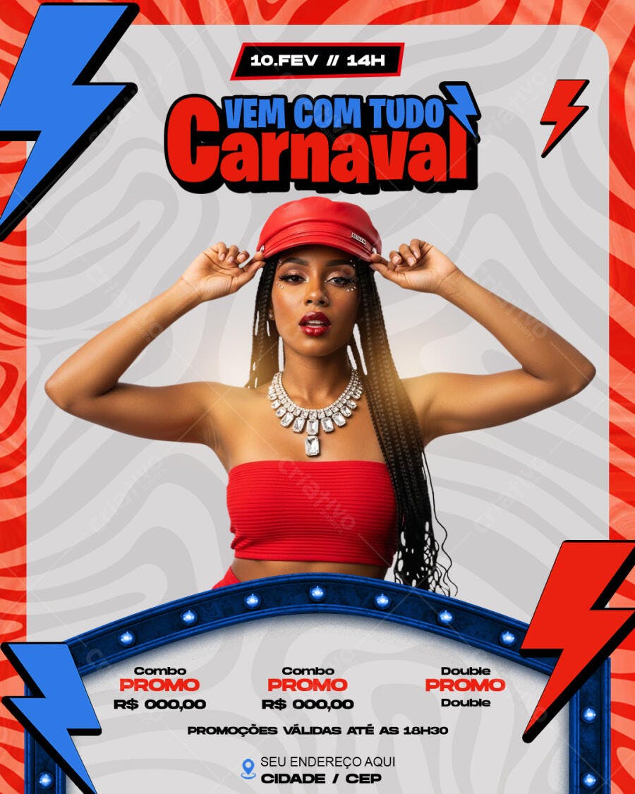 Flyer Carnaval Fevereiro Festa Balada PSD Editável