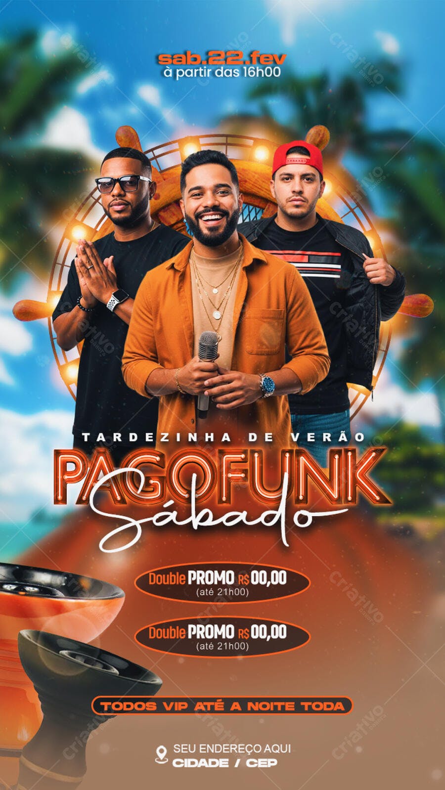 Flyer Tarde de Verão Pagofunk Sábado Fevereiro PSD Editável