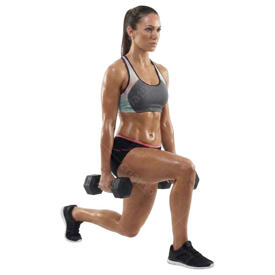 Foto Recortada Mulher Treinando Agachamento Halteres PNG Fundo Transparente