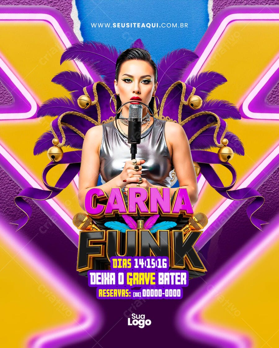 Flyer Carnafunk Carnaval Fevereiro PSD Editável