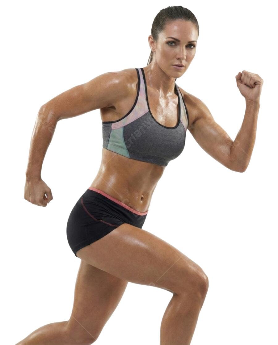 Foto Recortada Mulher Fitness Correndo Suada PNG Fundo Transparente