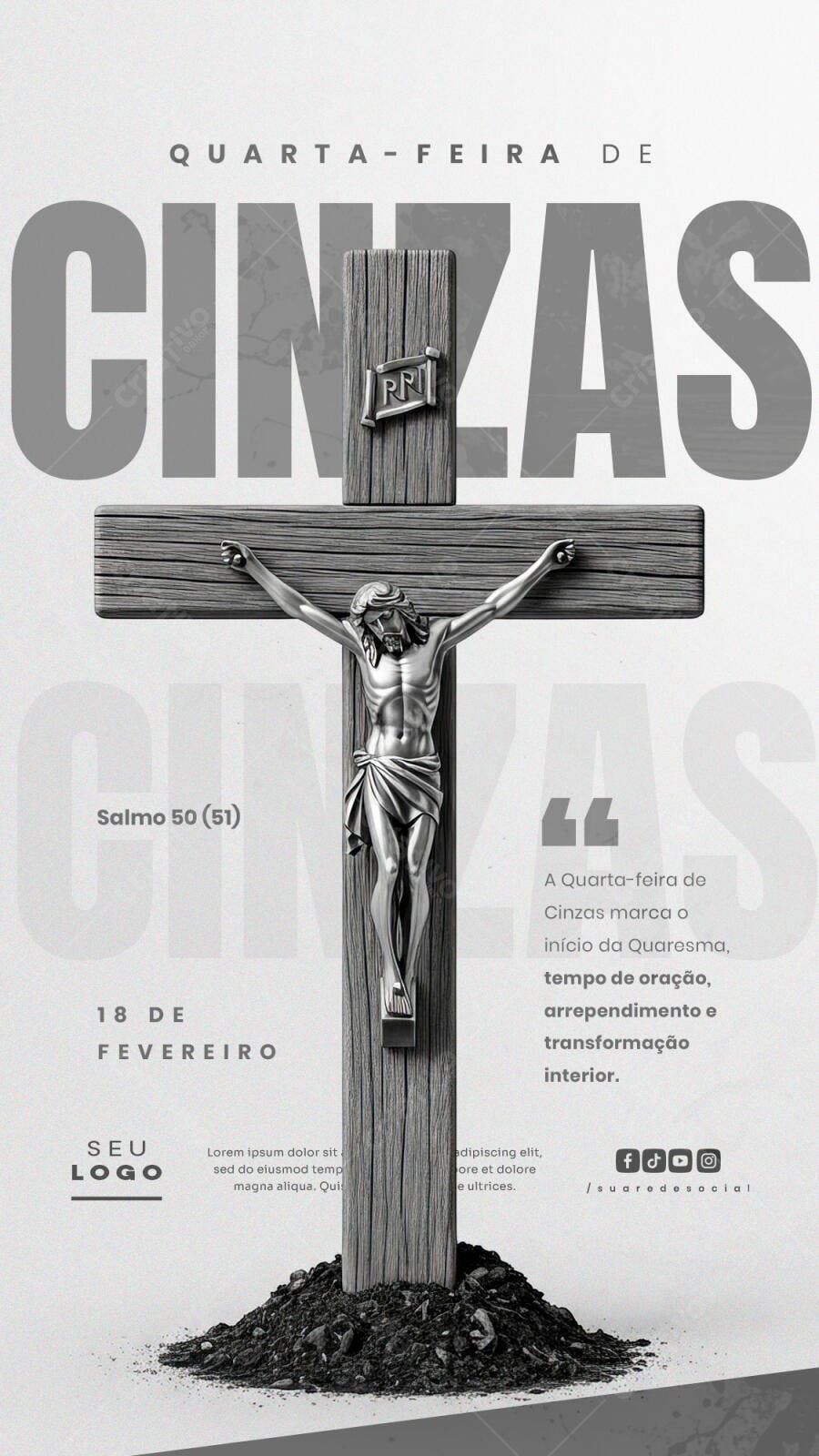 Post Quarta-feira de Cinzas Fevereiro PSD Editável