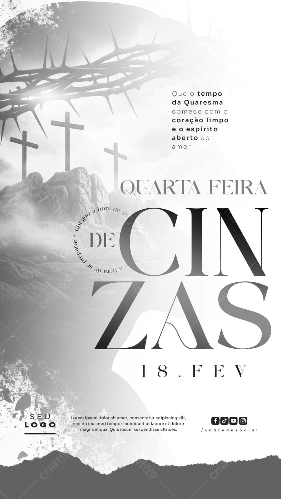 Story Quarta-feira de Cinzas Fevereiro PSD Editável