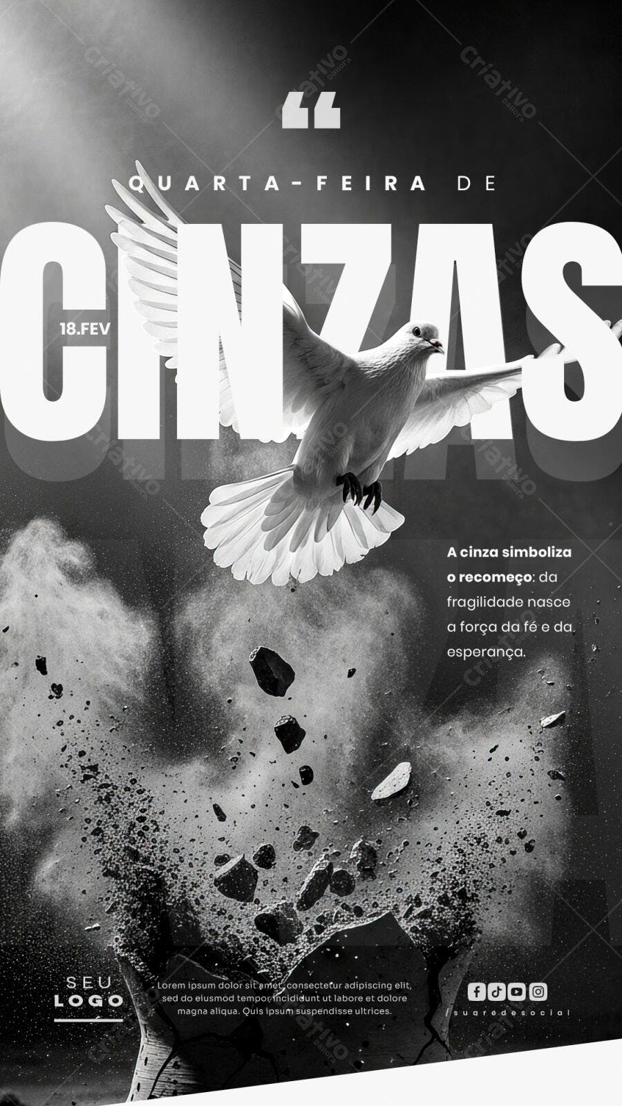Story Quarta-feira de Cinzas Igreja PSD Editável