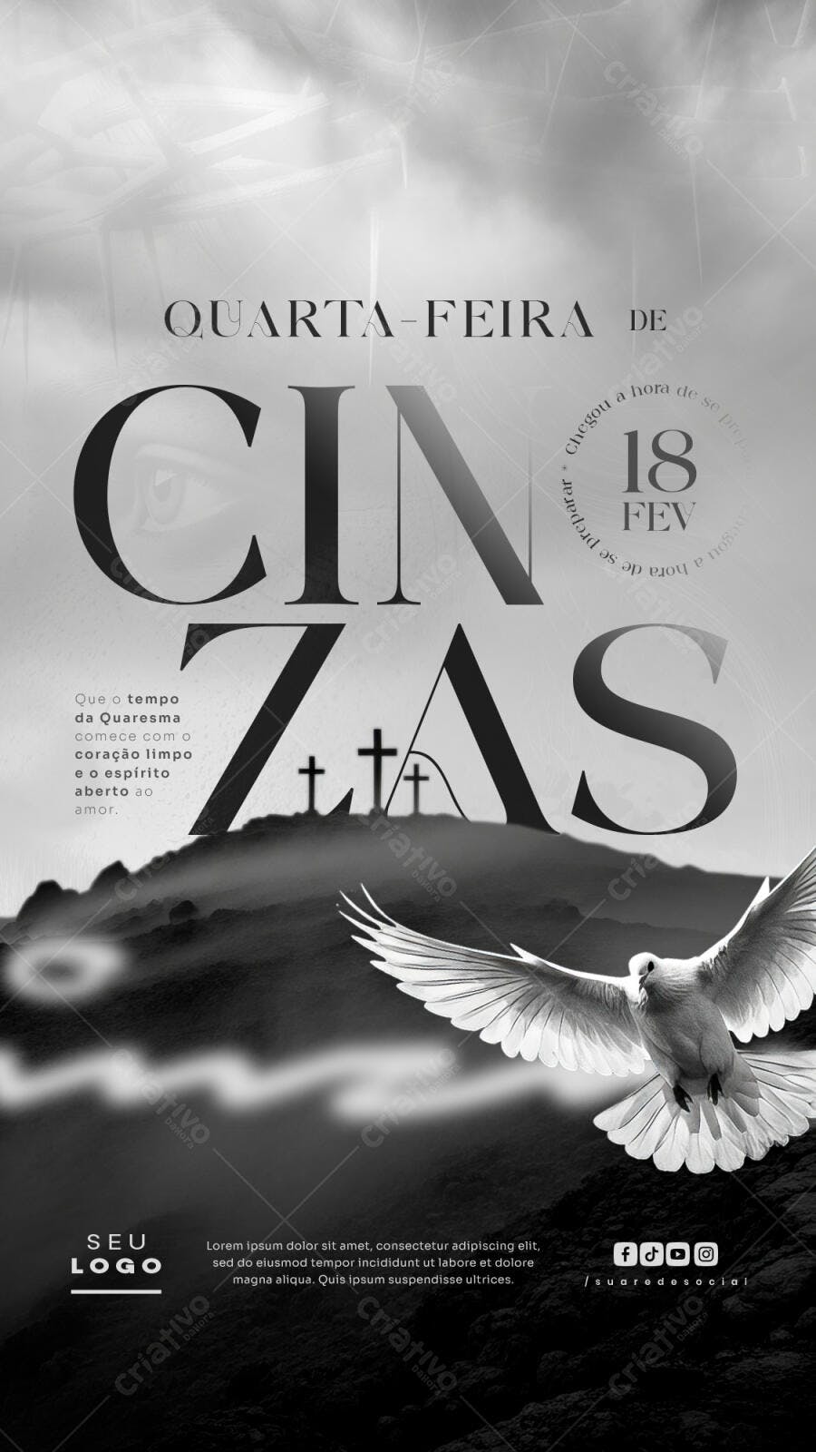 Story Quarta-feira de Cinzas Igreja PSD Editável