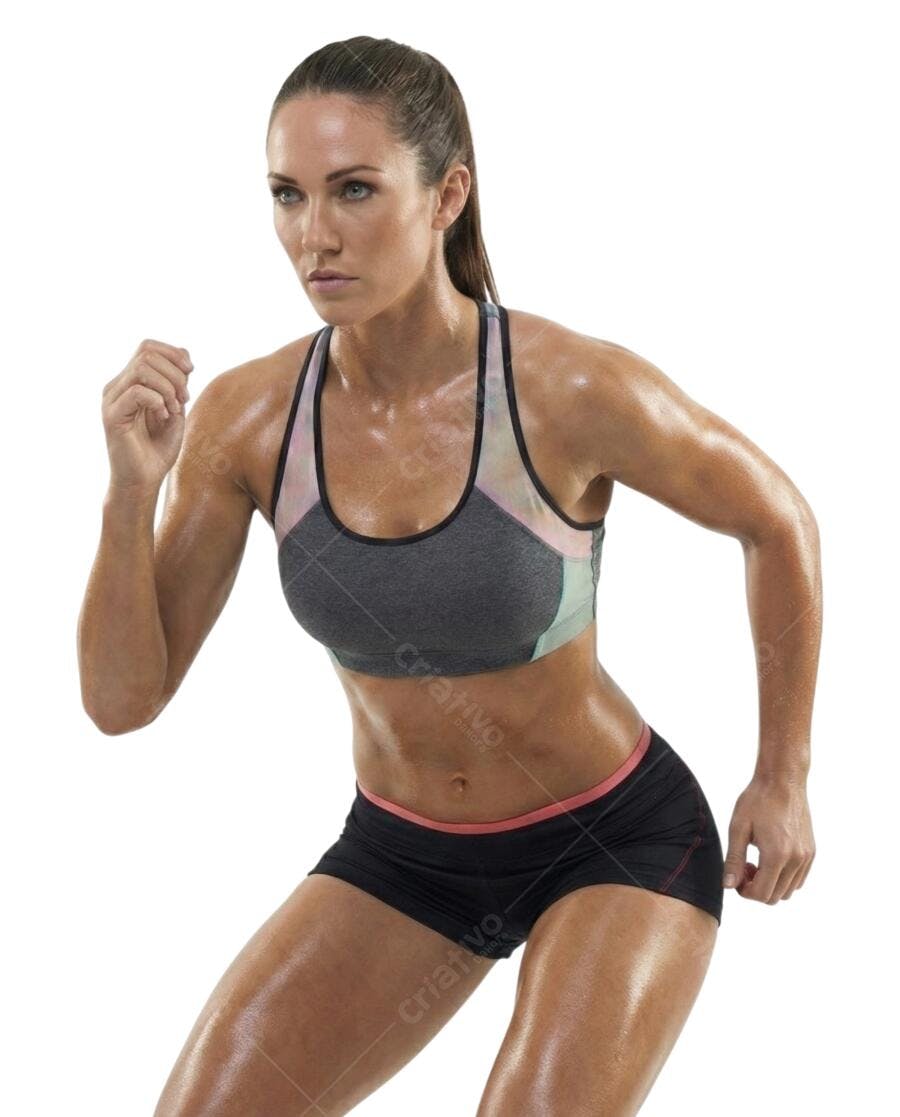 Foto Recortada Mulher Fitness Correndo PNG Fundo Transparente