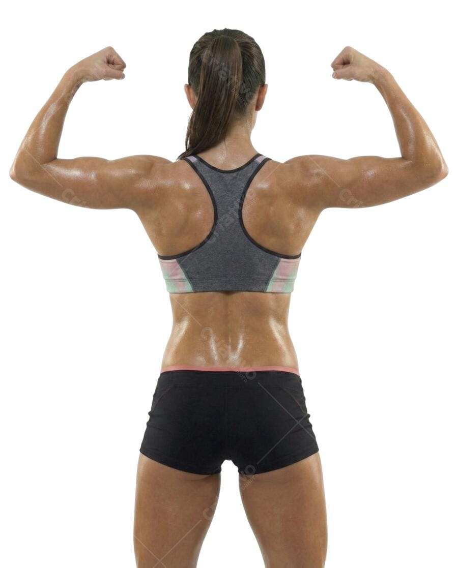 Foto Recortada Mulher Fitness Musculosa Costas PNG Fundo Transparente