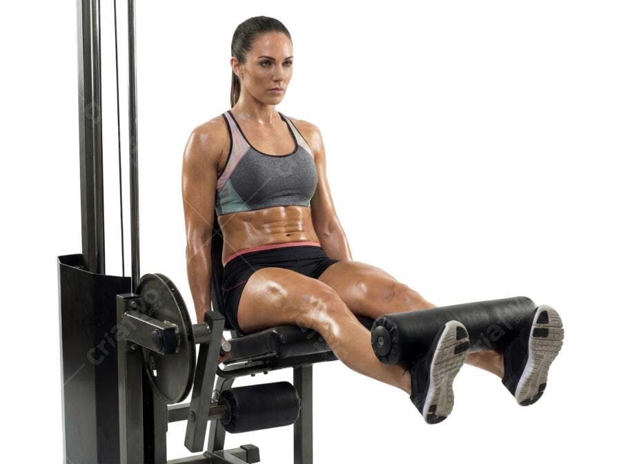 Foto Recortada Mulher Treinando Academia Leg Extension PNG Fundo Transparente