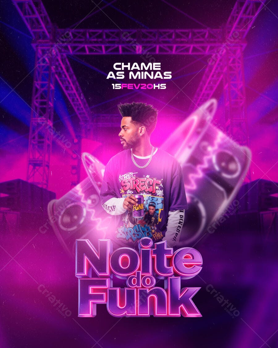 Flyer Noite do Funk Evento Balada PSD Editável