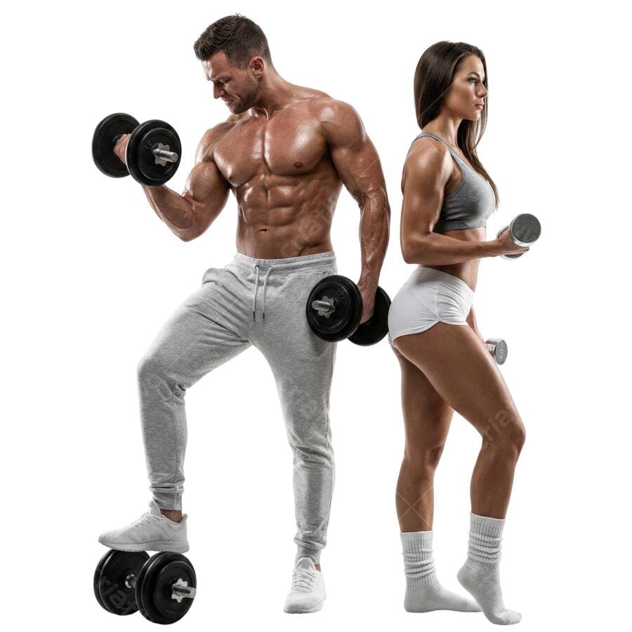 Foto Recortada Casal Fitness Academia PNG Fundo Transparente