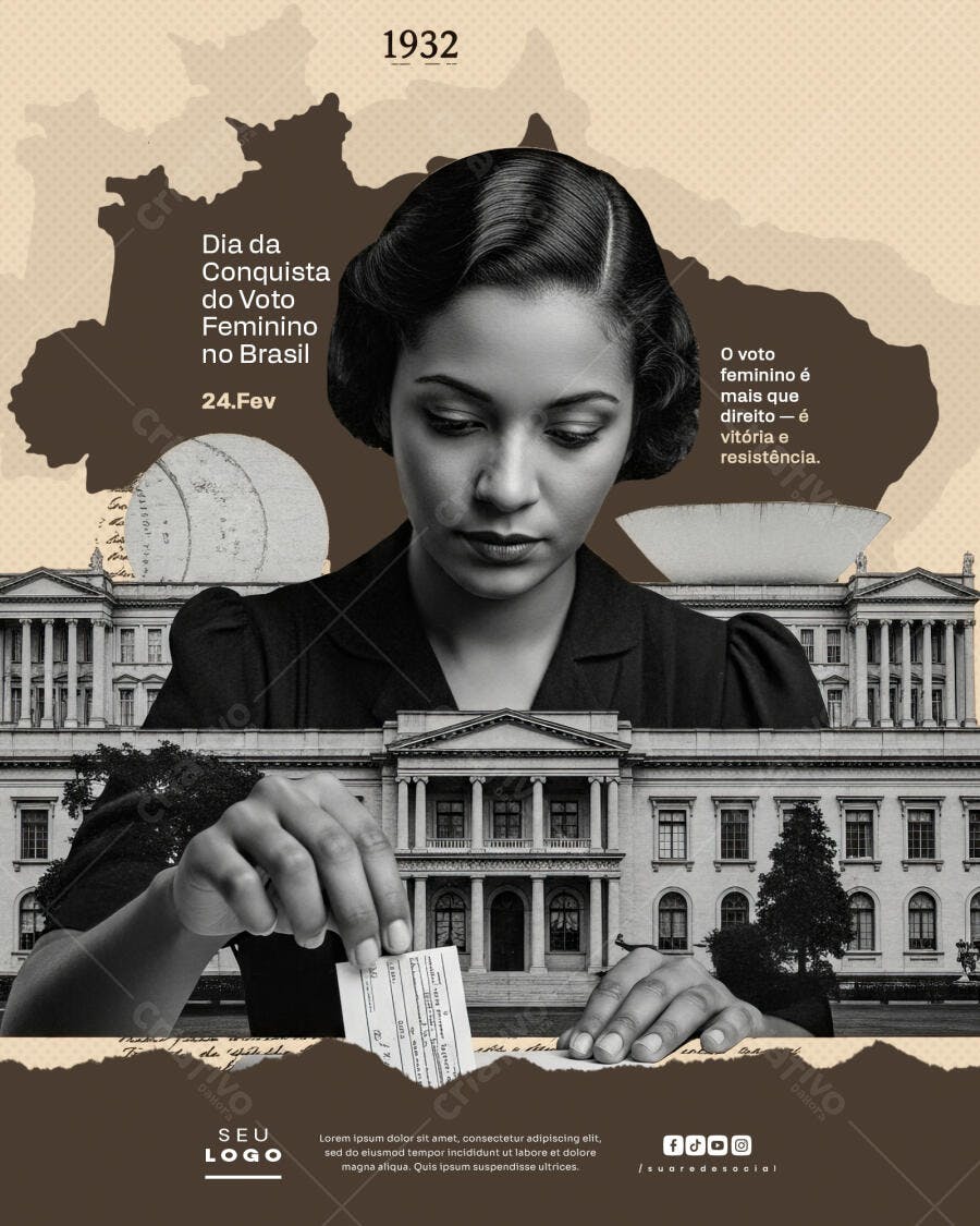 Post Dia da Conquista do Voto Feminino PSD Editável