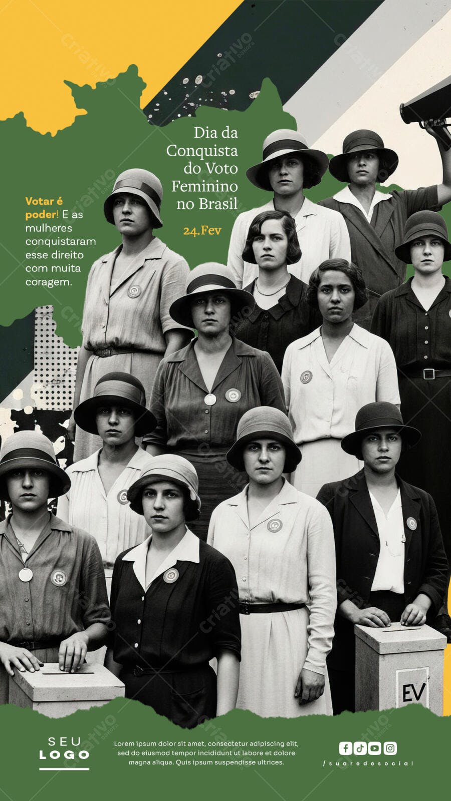 Post Voto Feminino 24 de Fevereiro PSD Editável