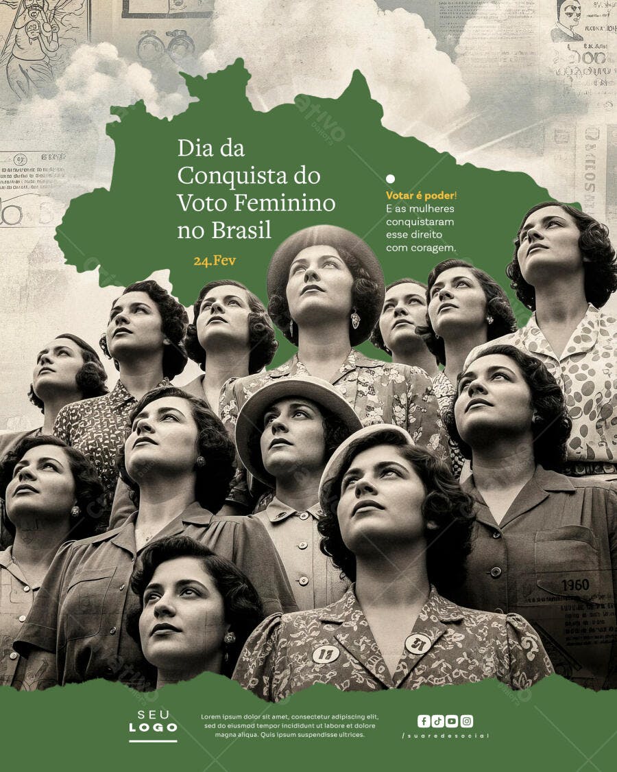 Post Instagram Dia do Voto Feminino 24 Fev PSD Editável