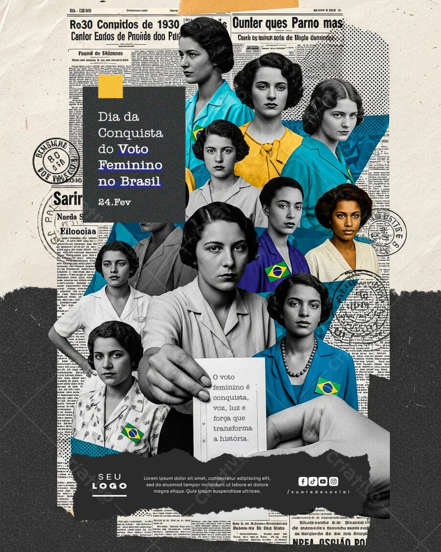 Post Instagram Dia da Conquista do Voto Feminino PSD Editável