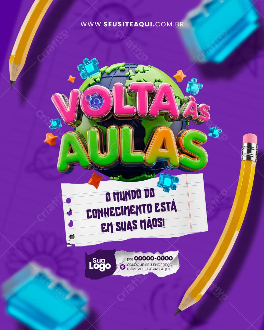 Post Instagram Volta às Aulas Educação PSD Editável