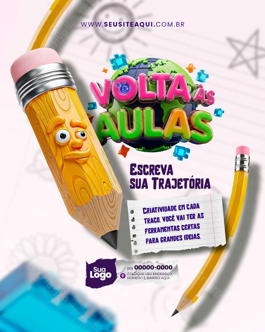 Post Instagram Volta às Aulas Educação PSD Editável