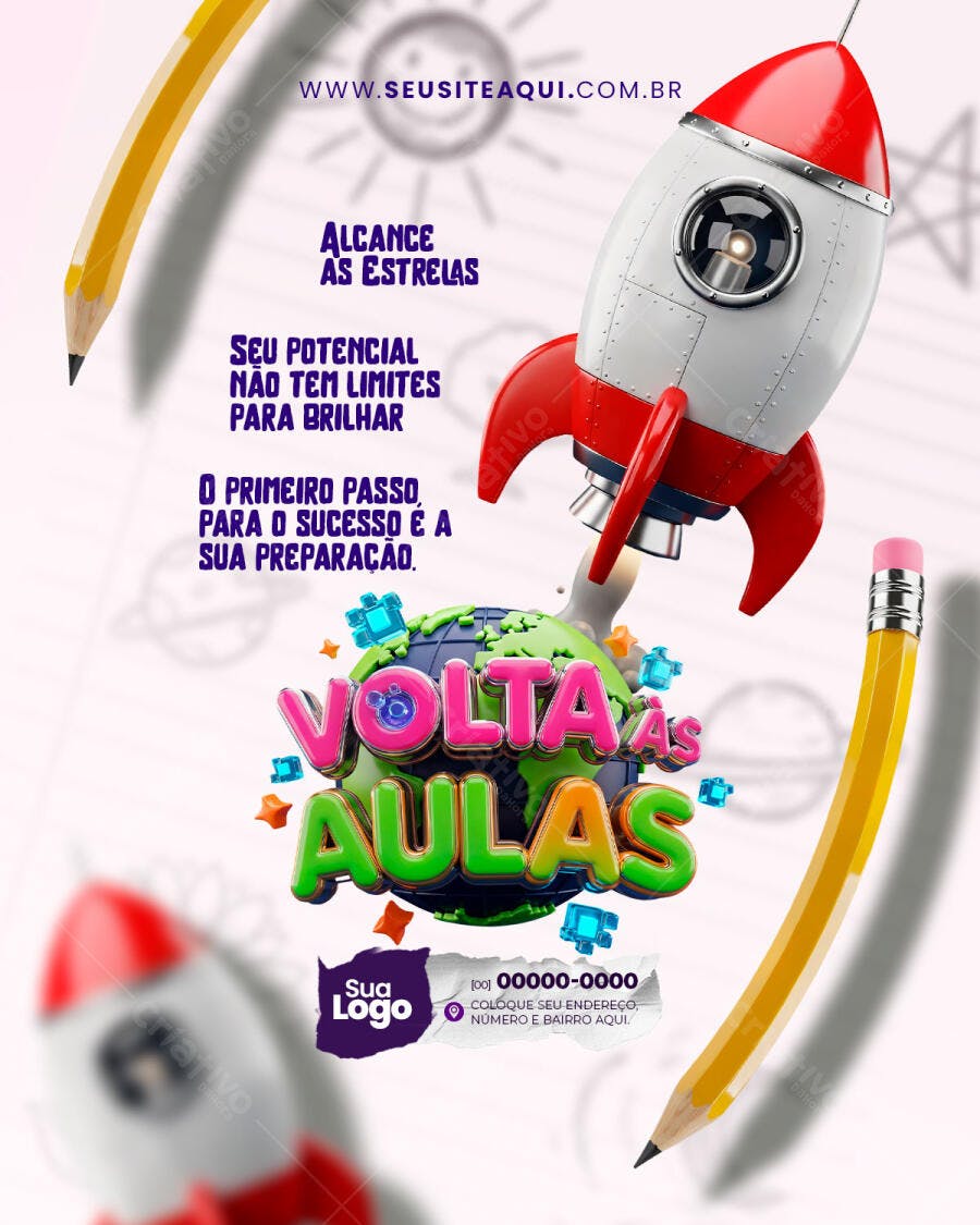 Post Instagram Volta às Aulas Educação PSD Editável