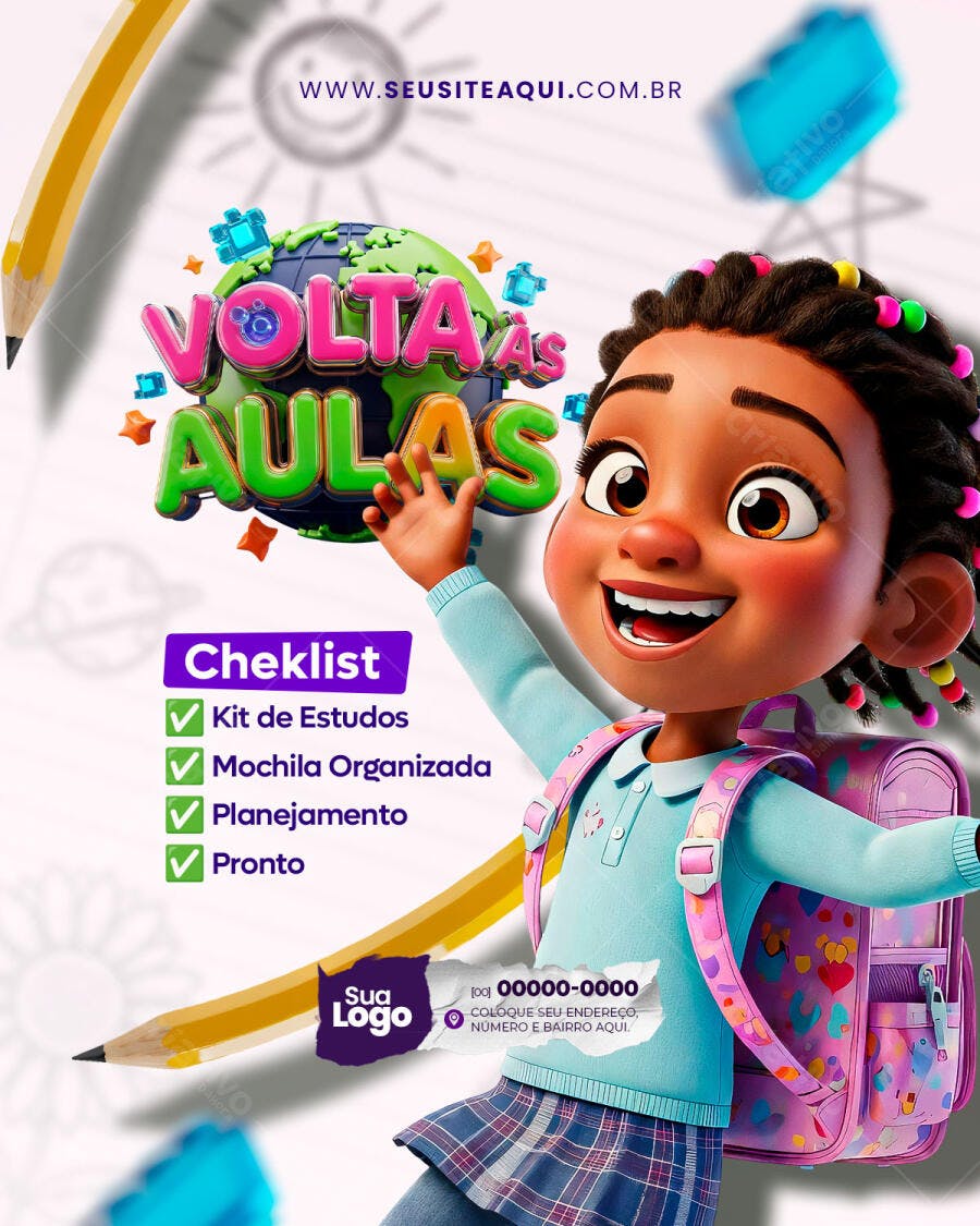 Post Instagram Volta às Aulas Educação PSD Editável