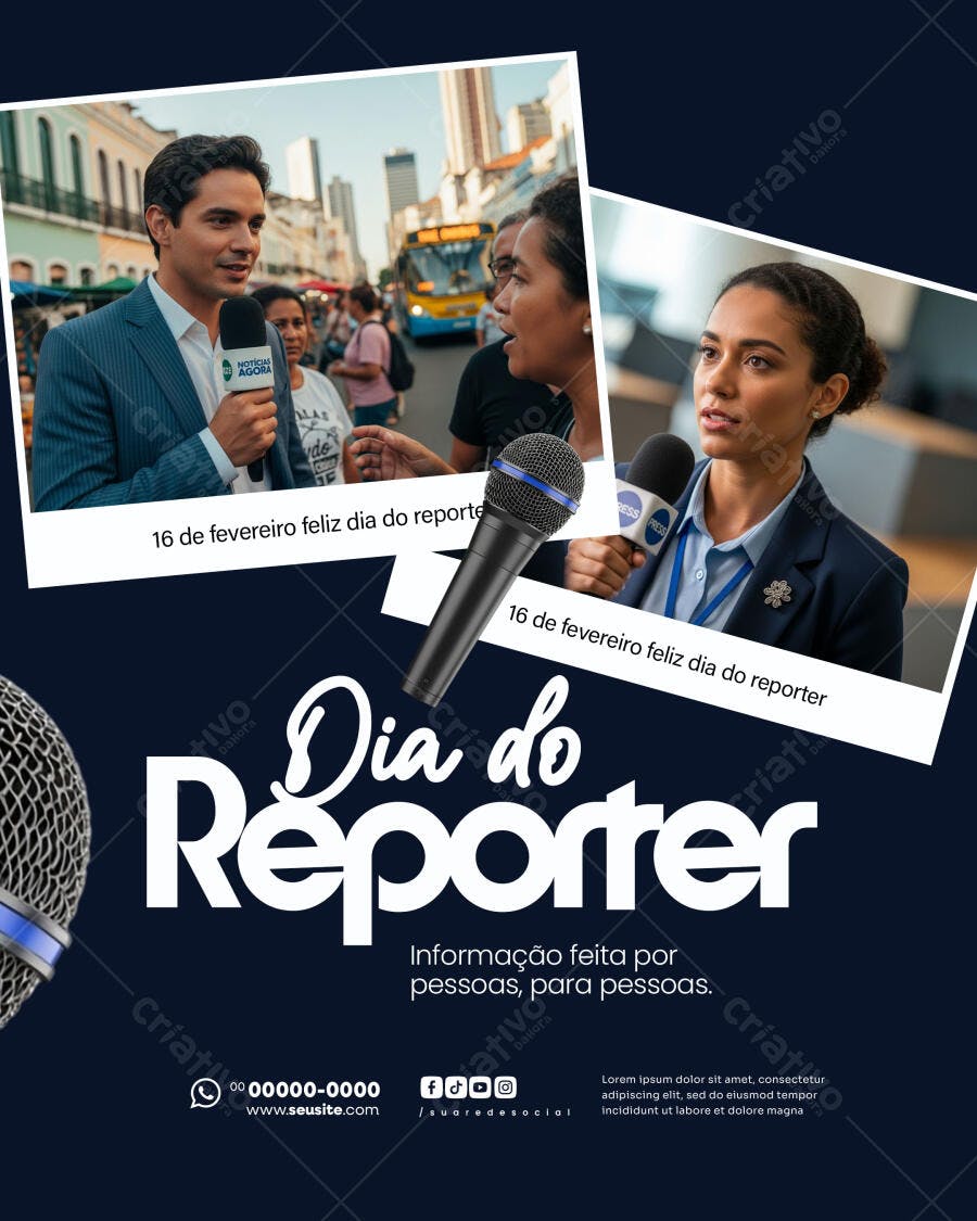 Post Instagram Dia do Repórter Jornalismo PSD Editável