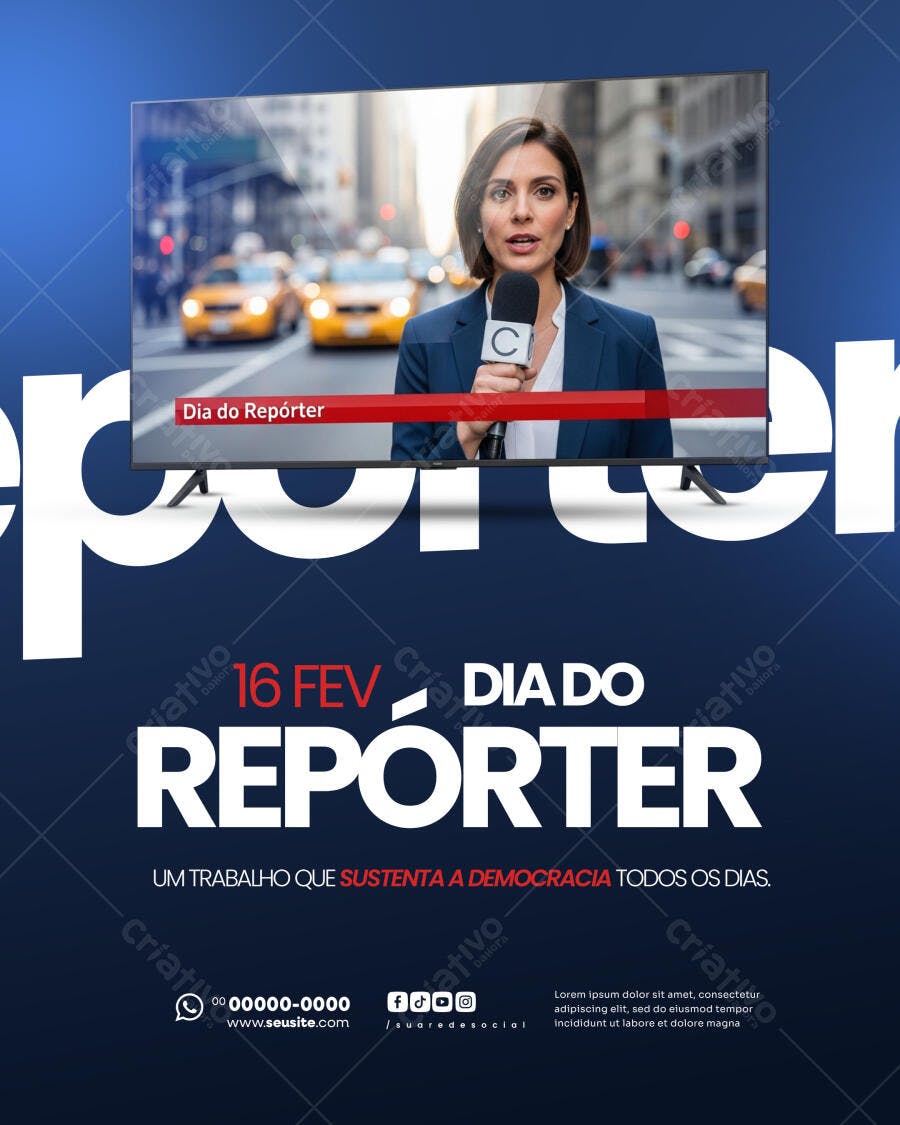 Flyer Dia do Repórter 16 de Fevereiro PSD Editável