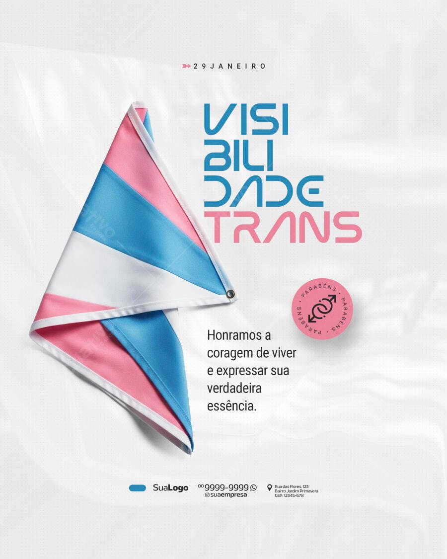 Post Visibilidade Trans Janeiro PSD Editável