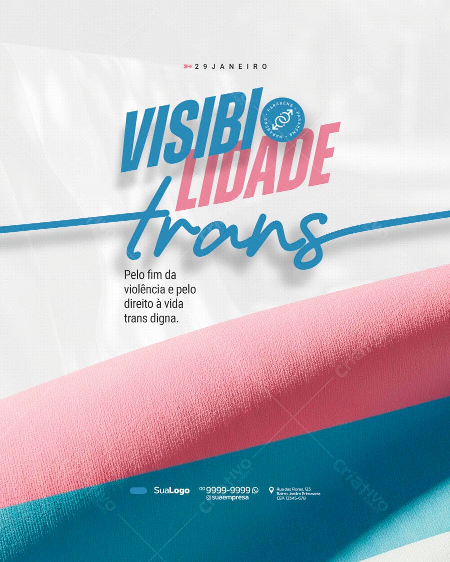 Post Instagram Visibilidade Trans 29 Janeiro PSD Editável