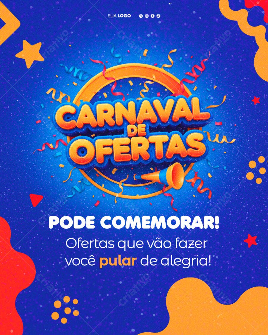 Post Instagram Carnaval de Ofertas PSD Editável