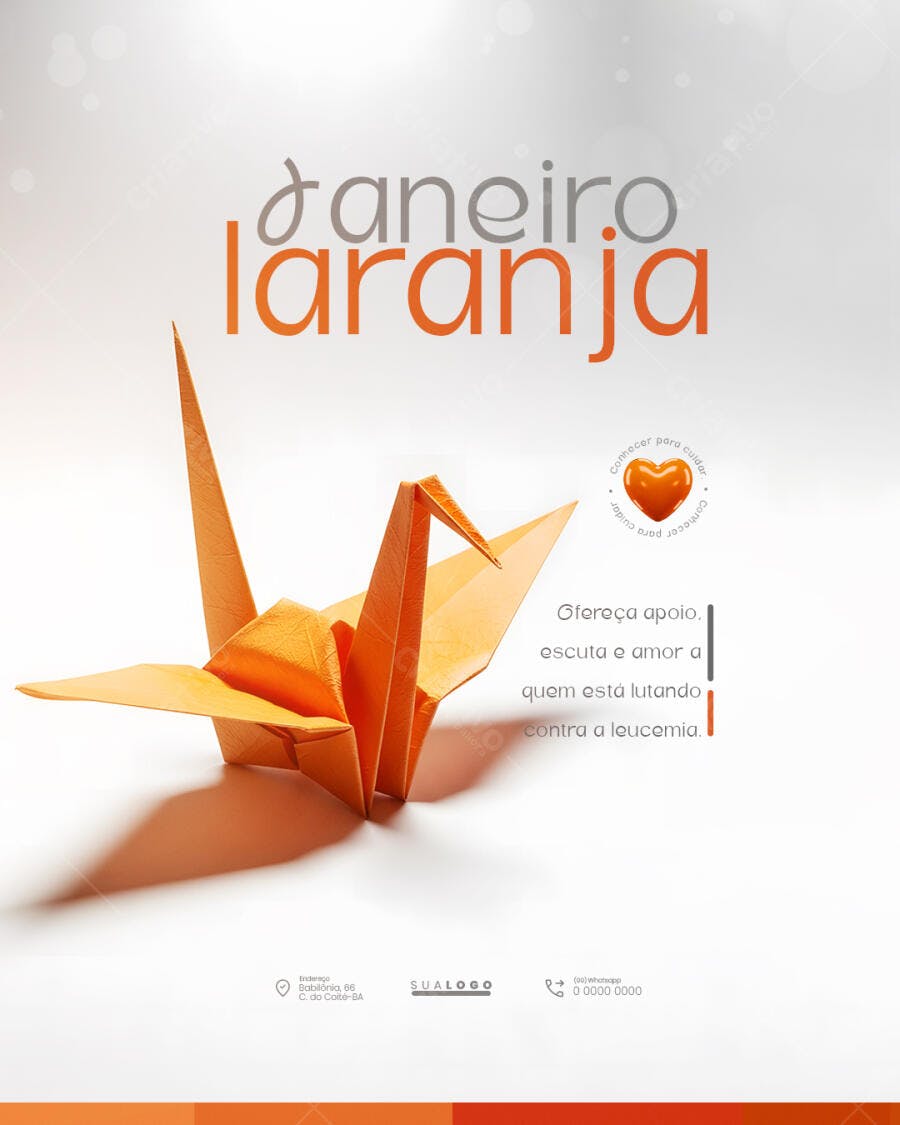 Post Janeiro Laranja Conscientização Leucemia PSD Editável