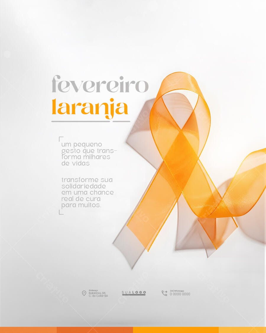 Post Fevereiro Laranja Conscientização PSD Editável