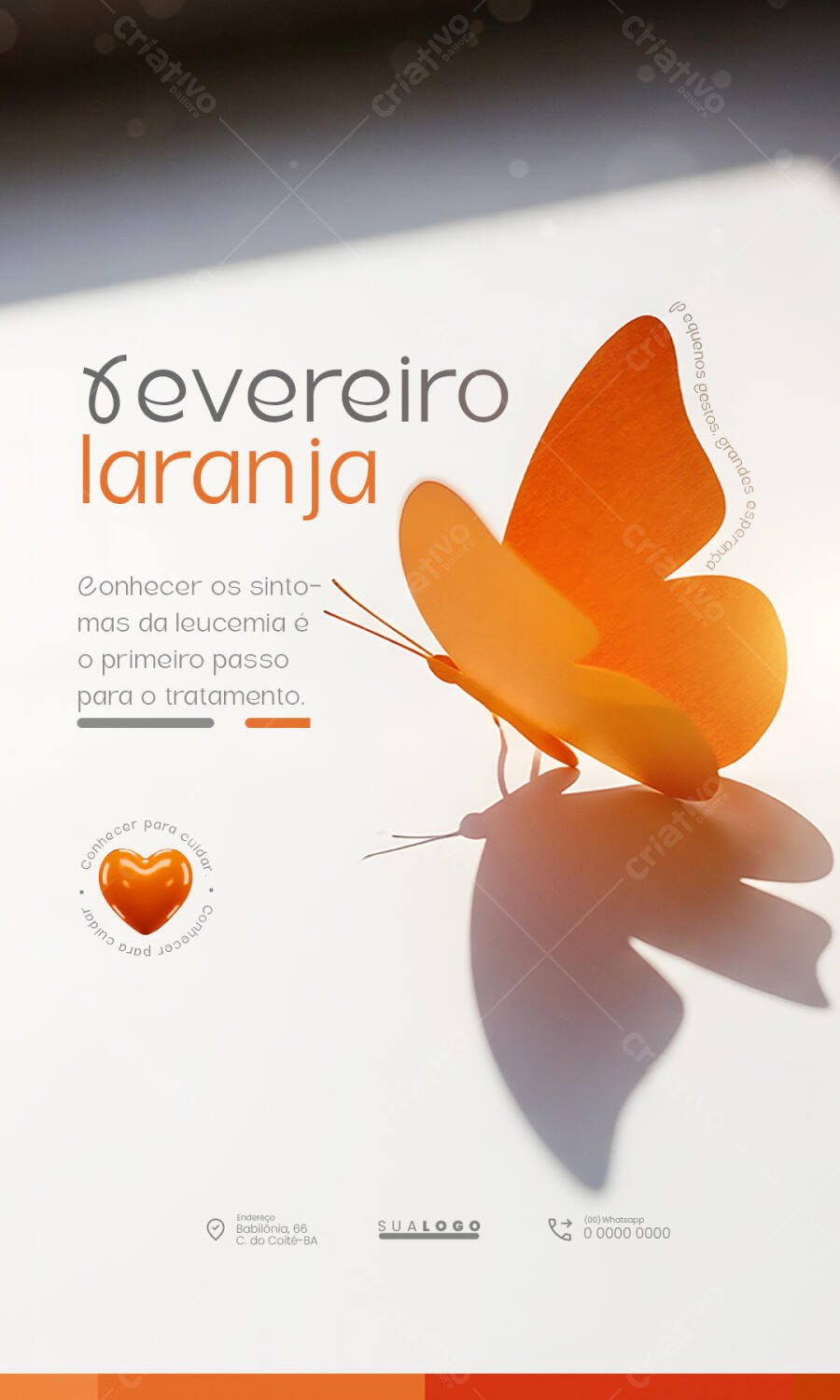 Post Fevereiro Laranja Conscientização Leucemia PSD Editável