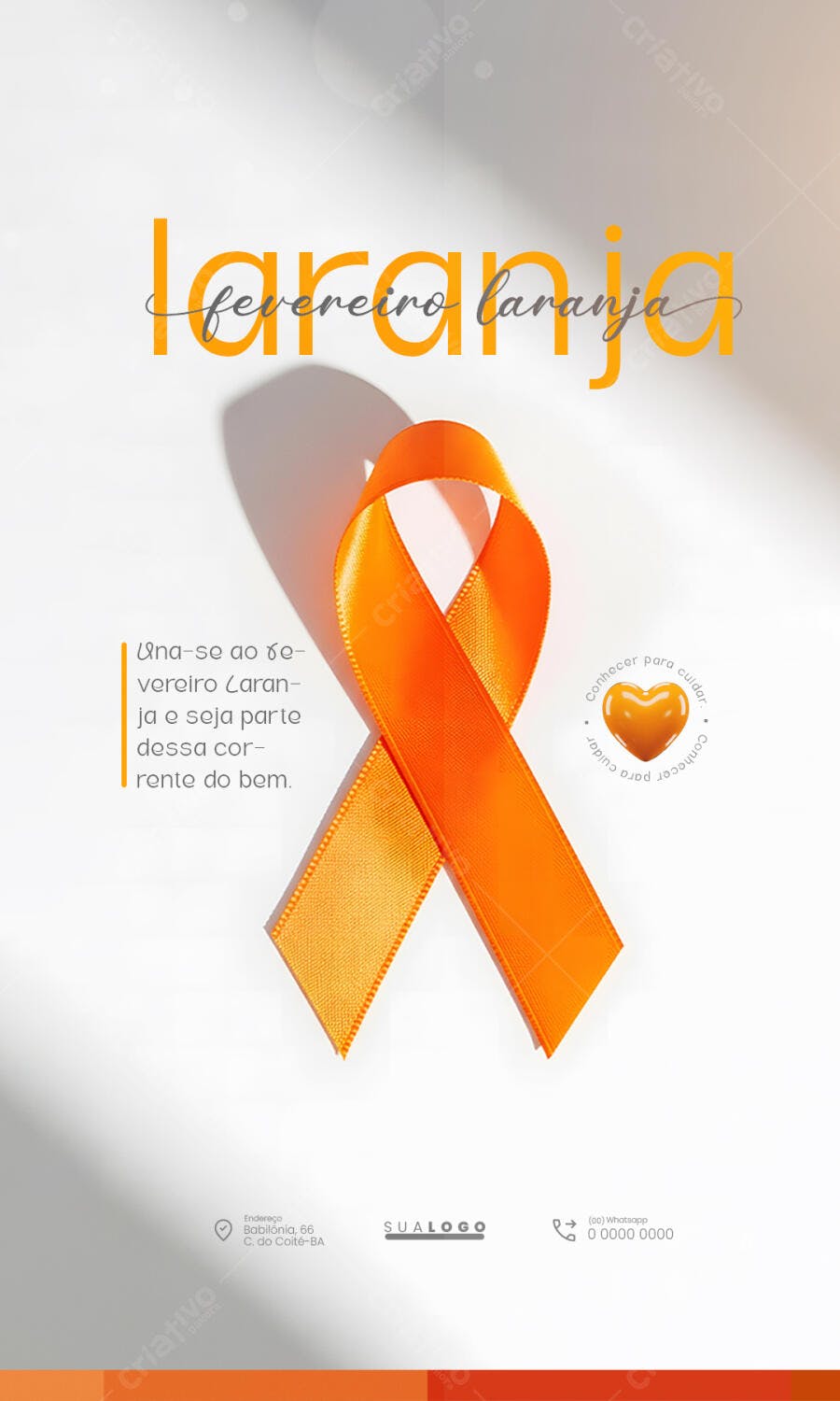 Post Instagram Fevereiro Laranja Conscientização PSD Editável
