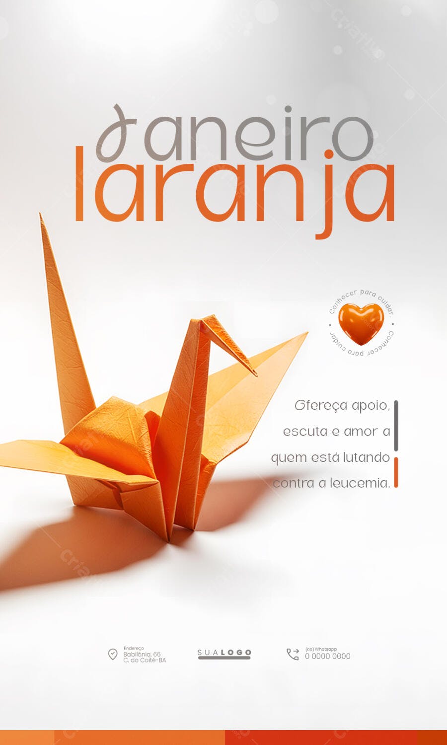 Flyer Janeiro Laranja Campanha Conscientização PSD Editável